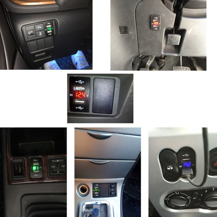 12 V 24 V Dual Usb Car Töltő Port Autó Adapter Led Voltmérő Aljzat A Honda Civic Crosstour Crv Odyssey -Hez