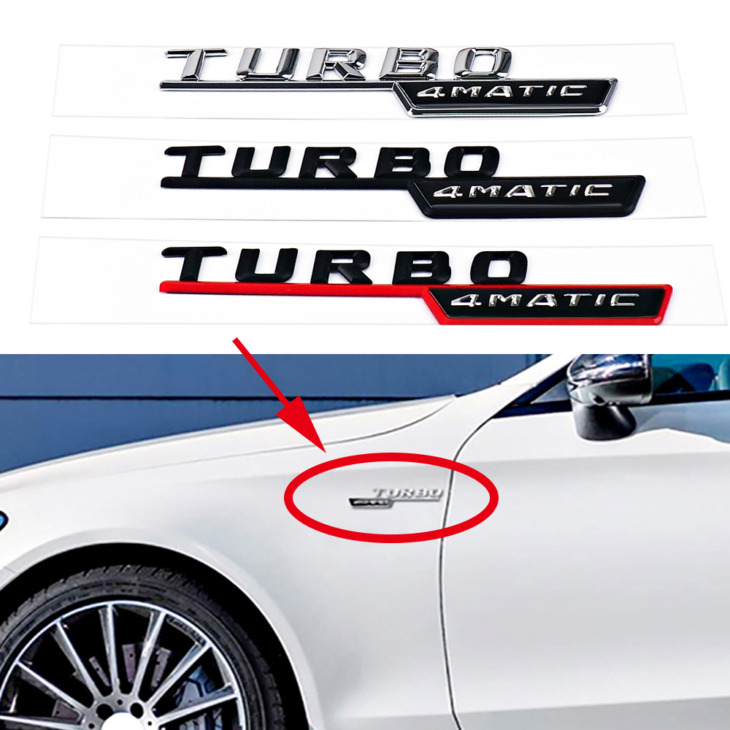 2Db Turbo 4Matic Logo Autó Elülső Sárvédőrekor -Dekoráció Matrica Mercedes Benz Amg W210 Glc B200 W221 W212 W205 W211 C180 C200