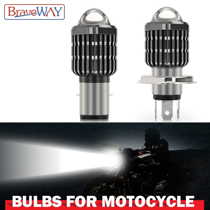 Braveway 1Pcs Motorkerékpár Fényszóró Led H4 H6/Ba20D Led Izzó Moto 6000Lm Hi-Lo Laph Lámpa Robogó Tartozékok 12 V 24 V-Os Világítás