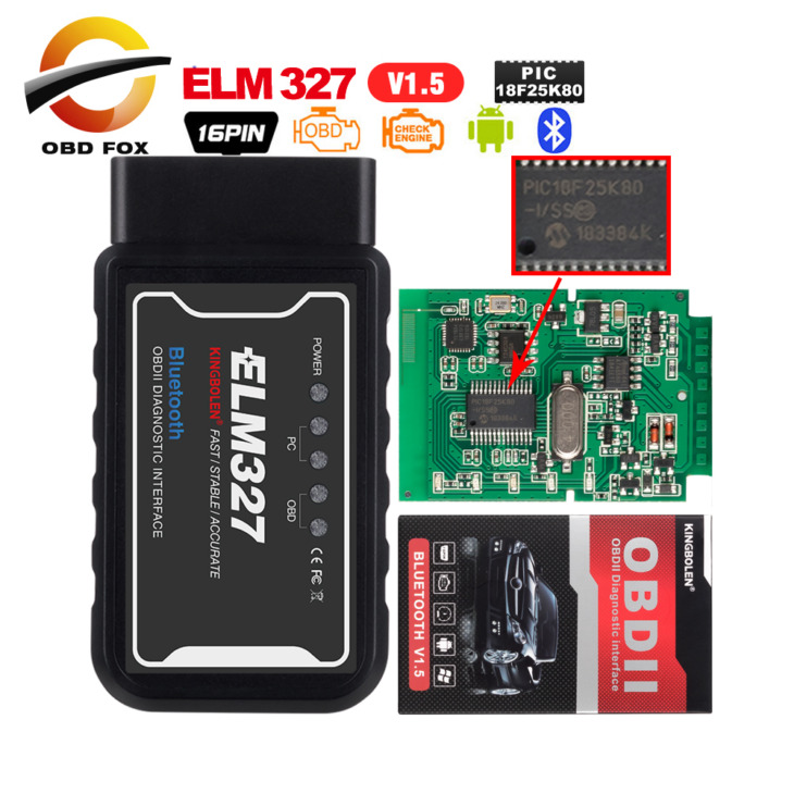 Elm327 Obd2 Bt/Wifi V1.5 Car Diagnostic Tool Elm 327 Obd Ii Szkenner Chip Pic18F25K80 Work Android/Ios/Windows 12V Diesel