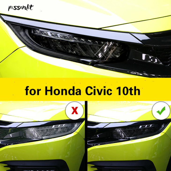 A Honda Civic 2016. 10. 2017. 2018. Évi 2018 2020 Tpu Autó Kiegészítők Számára Lámpa Hoods Átlátszó Fekete Fényszóró Film Védő Matrica