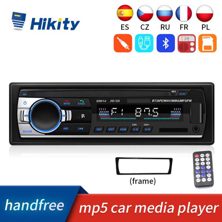 Hikity 1Din Jsd520 Mp3 Lejátszó Bluetooth Car Radio Sztereó Távirányító Digitális Audio Zene Sztereó 12V Autó Rádió Mp3 Lejátszó