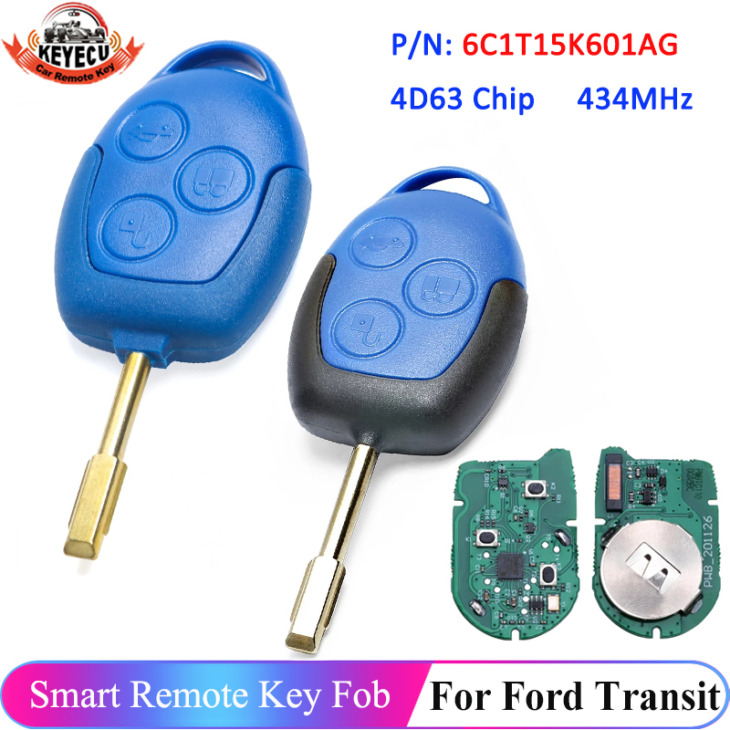 Keyecu 433Mhz 4D63 Chip Car Remote Key 3 Gomb A Ford Transit Wm Vm 2006 2007 2008 2009 2010 2010 2012 2013 2014 6C1T15K601Ag