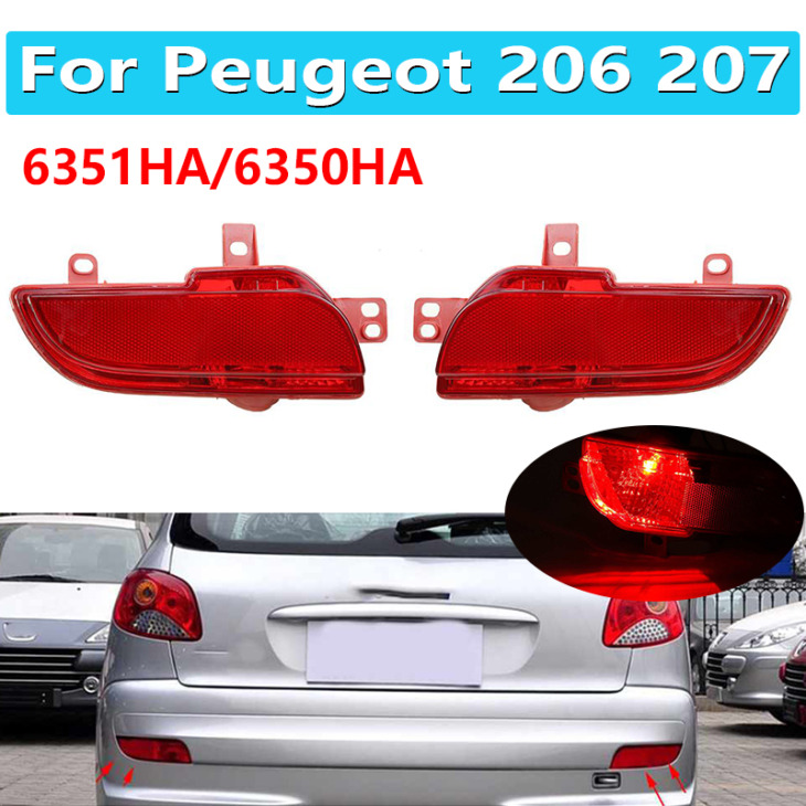 6351Ha 6350Ha 1 Pár Peugeot 206 207 Autó Hátsó Lökhárító Fény Hátoldalú Faroklámpa Reflektor