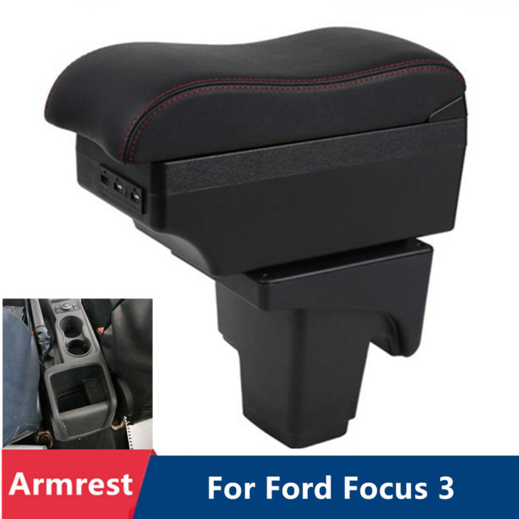 Forrest Doboz A Ford Focus 3 Mk3 2011 2012 2013 2014 2016 2016 - Bőr Arm Rest Center Konzol Tárolás Usb -Tartozék