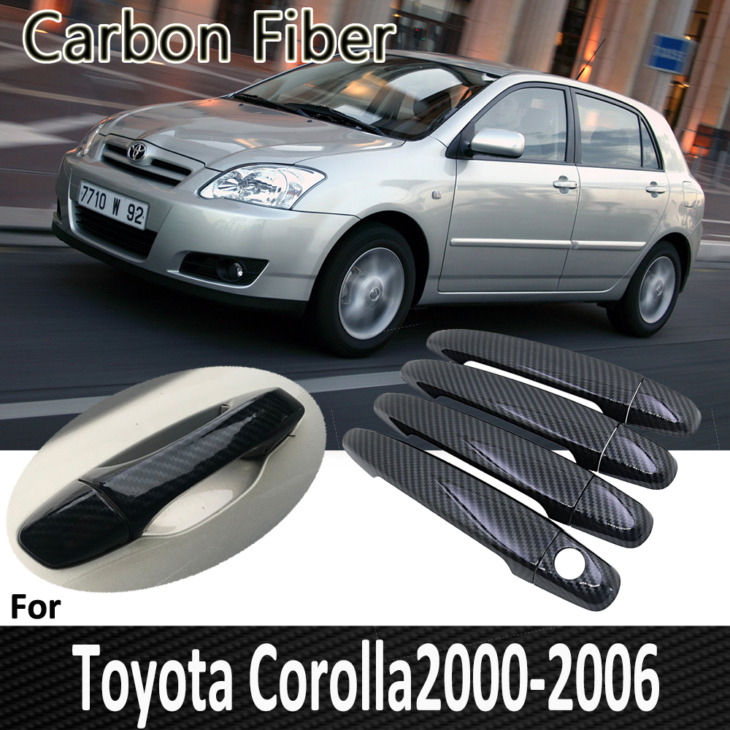 Fekete Szénszál A Toyota Corolla E120 E130 2000 2001 2002 2003 2004 2004 2005 2006 Ajtófogantyú Fedőmatrica Autó Kiegészítők