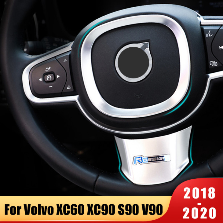 A Volvo Xc60 Xc90 V90 S90 2018 2019 2020 Rozsdamentes Acélból Készült Autó Stílusú Kormánykerék -Díszítőtábla -Matrica Kiegészítőkhöz