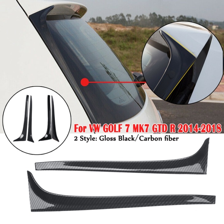 Gloss Black Carbon Fibe Hátsó Ablak Oldalsó Spoiler Szárny Golfhoz 7 Mk7 Gtd R 2014-2018 Autó Stílusú Auto Hátsó Ablak Tükör Farok