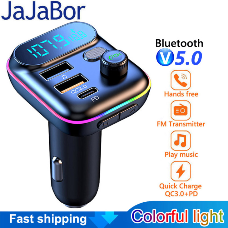 Jajabor Car Fm Moduláris Mp3 Lejátszó Pd 18W C Típusú Qc3.0 Usb Töltő Autó Bluetooth-Kompatibilis 5.0 Handfree Vezeték Nélküli Fm Adó