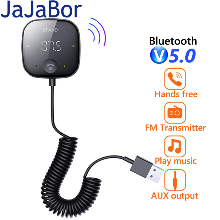 Jajabor Fm Adó Vezeték Nélküli Aux 3,5 Mm-Es Audio Vevő Tf Kártya Zenei Autó Mp3 Lejátszó Bluetooth-Kompatibilis 5.0 Autókészlet Kézi