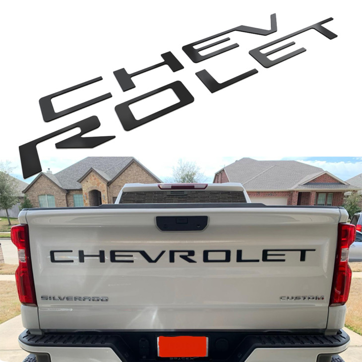 A Tailgate Abs Abs Betétek Betűk Illeszkednek A 2019-2021-Es Chevrolet Silverado 3D Emelt És Erős Ragasztó Matricák Betűkkel A Hátsó Ajtó Emblémák