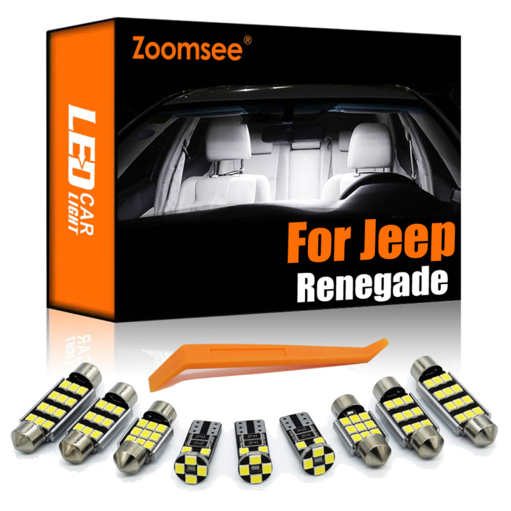 Zoomsee 13Pcs Belső Terek Led A Jeep Renegade 2015-2018 Canbus Jármű Izzó Beltéri Kupola Térkép Leolvasás Light No Hiba Auto Lámpa Készlet