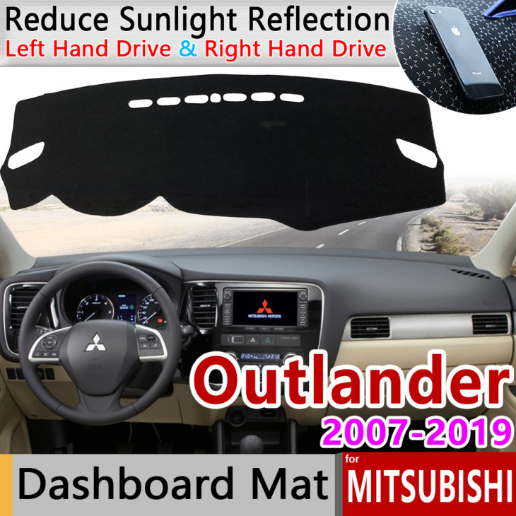 A Mitsubishi Outlander 2007 ~ 2019-Es 2. Gen-Gólpasszal Való Csúszásgátló Műszerfal Borítója Napfényes Dashmat Dash Car Szőnyegek Kiegészítőkhöz