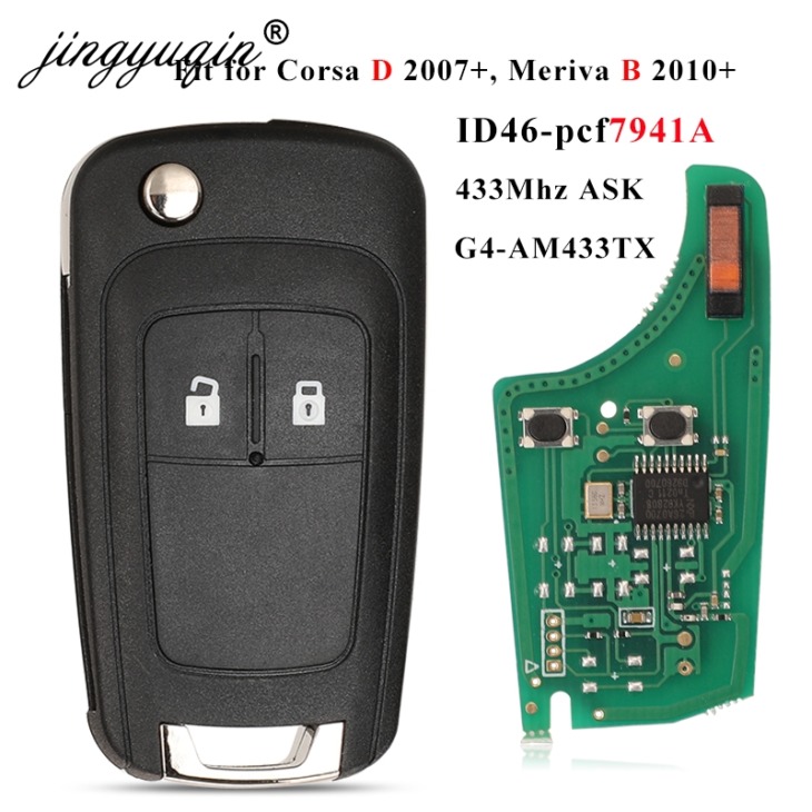 Jingyuqin G4-Am433Tx 433Mhz Id46-Pcf7941 Car Remény Kulcs Fob Opel/Vauxhall Corsa D 2007 Meriva B 2010 2014 Flip Control