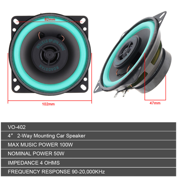 1Db Univerzális 4 Hüvelykes 100W -Os Autós Hifi Koaxiális Hangszóró Jármű Ajtó Automatikus Audio Zene Sztereó Teljes Tartományi Frekvenciaverzők
