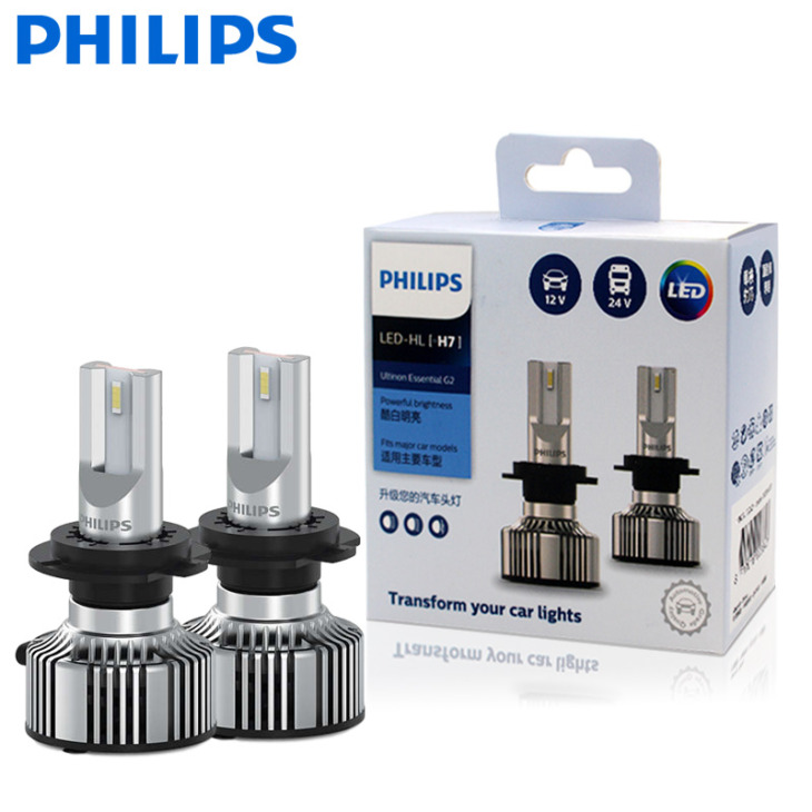 2X Philips Ultinon Essential G2 Led 6500K H7 12/24V 20W Px26D Messze És A Fény Közelében Eredeti Izzó Super White Light 11972Ue2X2