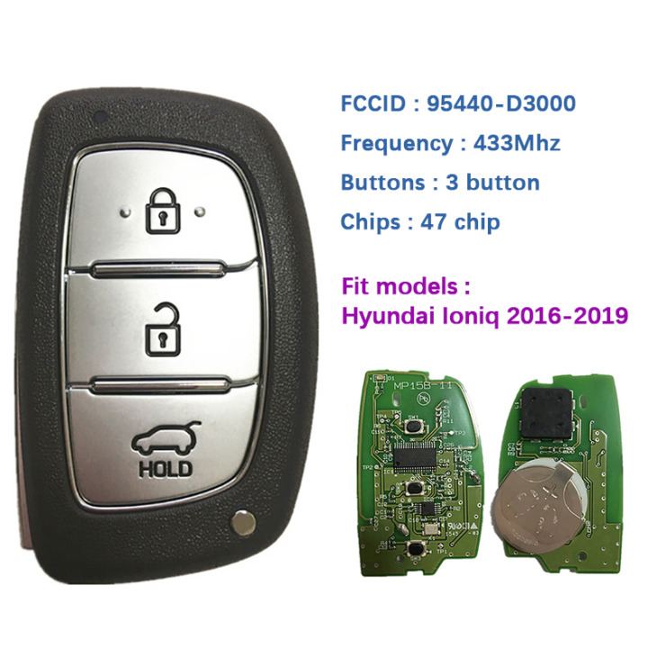 Cn020061 Eredeti/Utóműves 3 Gomb 433Mhz Fsk Id47 Chip Hyundai Ioniq 2016 2017 2018 Smart Remote Key Fob P/N: 95440-G2100