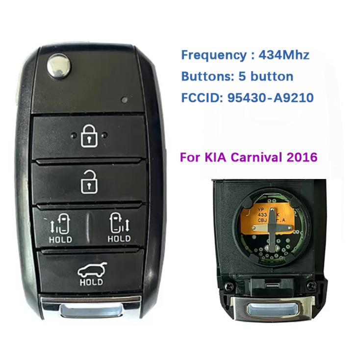 Cn051127 Eredeti 5 Gomb Flip Remote Kia Carnival 2016 Kulcsvezérlő Frekvencia 433Mhz Fccid 95430-A9210
