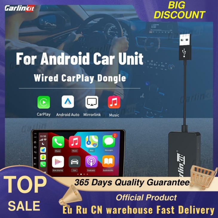 Carlinkit 2021 Vezetékes Apple Carplay Dongle Android Auto Refit Android System Airplay Mirror Navigációs Player Smart Link Box