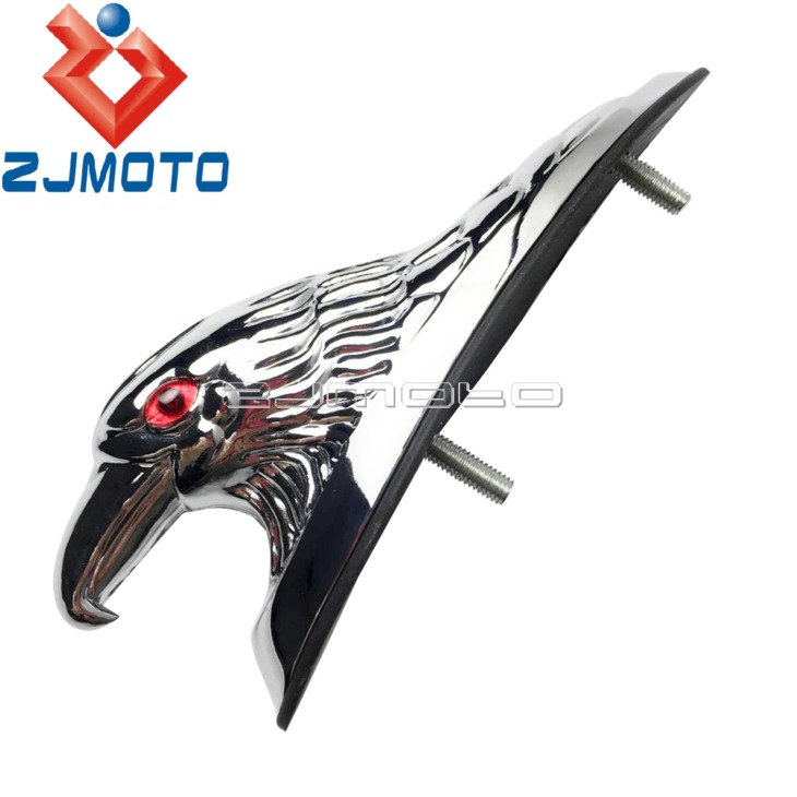 Chrome Motorcycle Eagle Head Sárvédő Díszítő Szobor Honda Yamaha Suzuki Kawasaki Egyedi Bonnet Kabalája Sárvédő Dekoráció