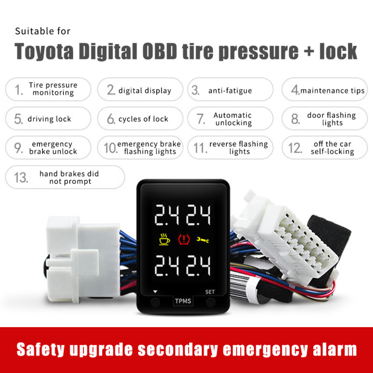 A Toyota Autó Gumiabroncsok Nyomásértékelő Rendszeréhez Tpms Monitor A Door Automatikus Zárolása Obd Valós Idejű Kijelző Nyomásérték Gumiabroncs Hőmérséklete