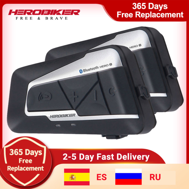 Herobiker Motorkerékpár -Sisak Intercom Vízálló Vezeték Nélküli Bluetooth Intercom Motorcycle Headset Interphone 1200M 2Set -Hez