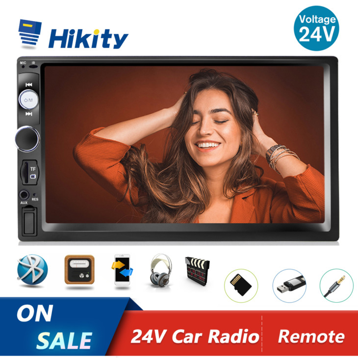 Hikity 2 Din Autó Rádió 24 V Teherautó Autoradio 7 "Érintőképernyős Autó Multimédia Lejátszó Auto Mp5 Bluetooth Usb Tf 2Din Autoradio Sztereó