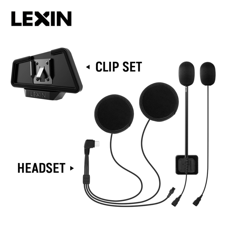 Lexin Lx-B4Fm Pro Intercom Fejhallgató És Klipkészlet Teljes/Fél Sisakhoz, Kiváló Minőségű És Hangos Hangzású Bluetooth Fejhallgató-Csatlakozó Dugóval