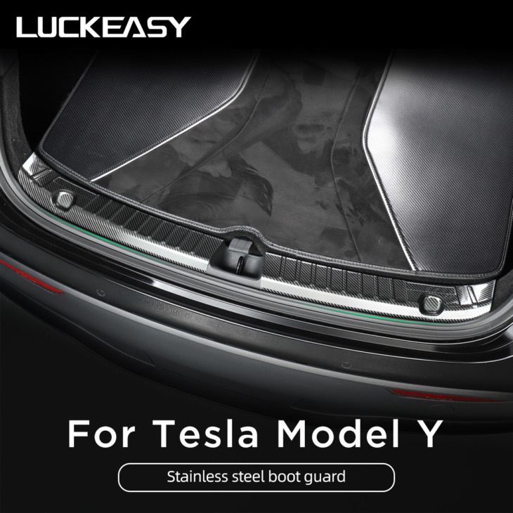 Luckeasy Rozsdamentes Acél Csomagtartó Belső Őr A Tesla Modellhez Y Autó Belső Hátsó Lökhárító Őrlemez Burkolat （Új Stílus）