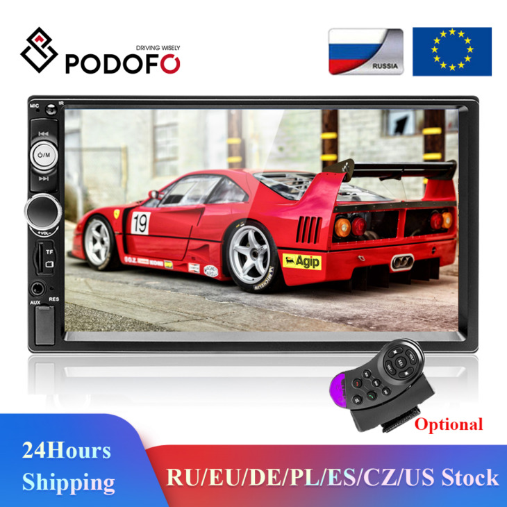 Podofo 2 Din Car Radio 7 "Hd Autoradio Multimedia Player 2Din Érintőképernyő Auto Audio Car Stereo Mp5 Bluetooth Usb Tf Fm Kamera