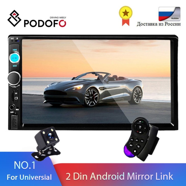 Podofo 2 Din Car Radio 7 "Hd Autoradio Multimedia Player 2Din Érintőképernyő Auto Audio Car Stereo Mp5 Bluetooth Usb Tf Fm Kamera