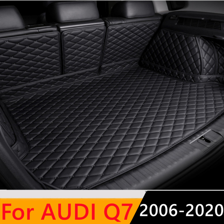 Sinjayer Vízálló, Nagyon Fedett Autó Csomagtartó Farkú Csizmapad Szőnyeg Fedele Magas Oldalsó Rakománybéléshez Megfelelő Az Audi Q7 5Seats 2006-20