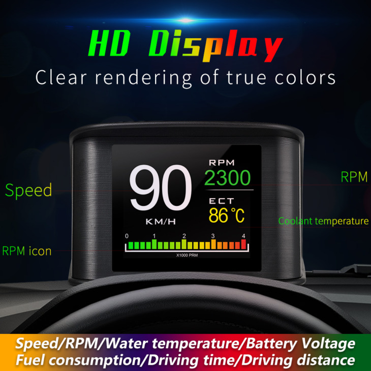 Wiiyii Obd2 Hud P10 Car Head-Up Kijelző Obd Digitális Hőmérséklet-Mérő Sebességmérő Motor Hűtőfolyadék-Hőmérsékleti Riasztás Riasztás