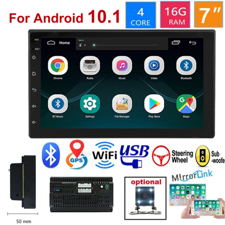 Android 10.1 2 Din Autó Rádió Autó Multimédia Video Lejátszó Sztereó Gps Navigáció Wifi Bluetooth Aux Fej Egység 1 Gb 16 Gb 7 Hüvelyk