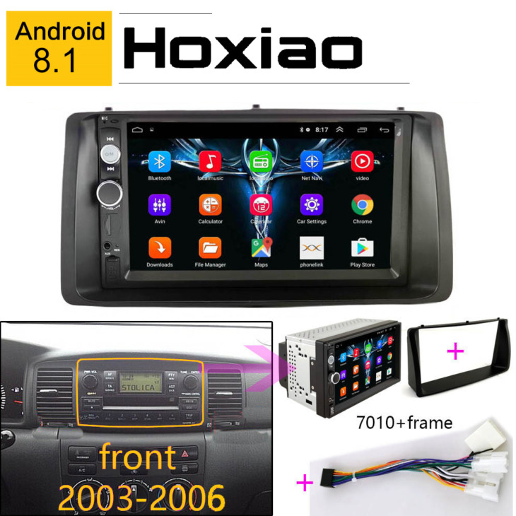 Android 8.1 Autó Rádió Multimédiás Videojátékos A Toyota Corolla 2003-2006 Telepítve A Körülötte Lévő Trim Panel Kit Tükör Link Android