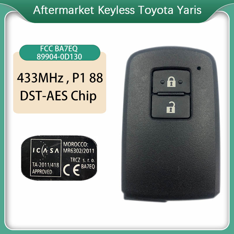 Cn007158 Utángyártott Toyota Smart Keyless Go 2Buttons, Ba7Eq P1 88 Dst-Aes Chip, 433Mhz P/N: 89904-0D130
