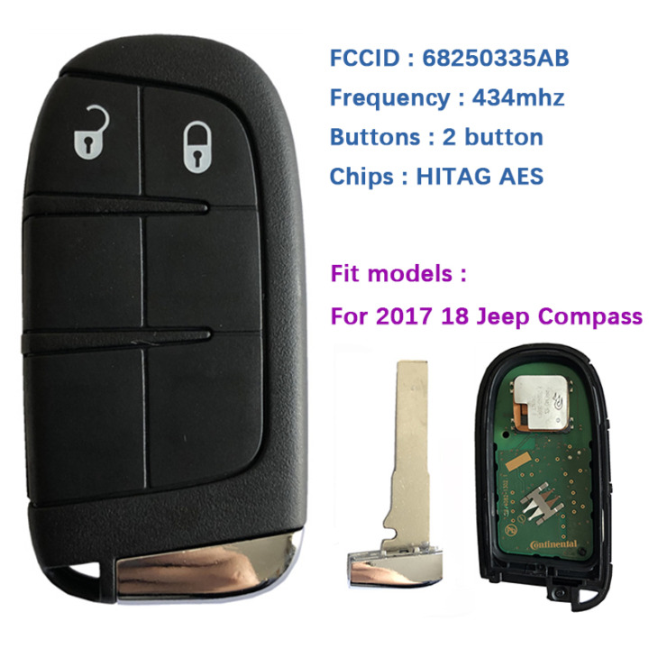 Cn086028 Eredeti 2 Gomb Jeep Compass Smart Remote Key 433Mhz 4A Chip Nélküli Kulcs Nélküli Belépés Sip22 Blade Fccid M3N-40821302