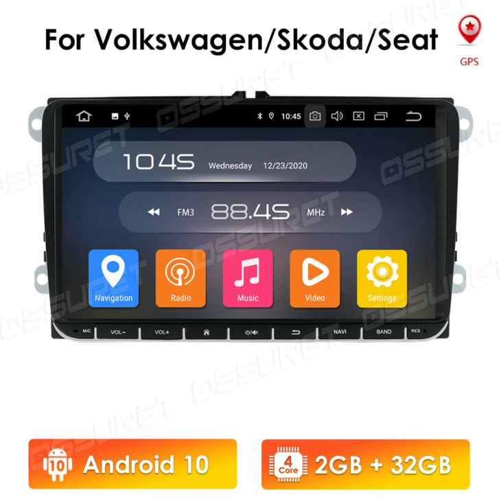 Dsp Quad Cord Android 10 2G Ram Autó Nem Dvd -Lejátszó Gps Navigáció A Vw Passat B6 Amarok Vw Jetta T5Skoda Octavia Carplay -Vel