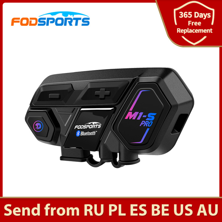 Fodsports M1-S Pro Sisak Intercom Fejhallgató Motorkerékpár-Vízálló Bluetooth Intermon 8 Rider 2000M Vezeték Nélküli Interkcounicador