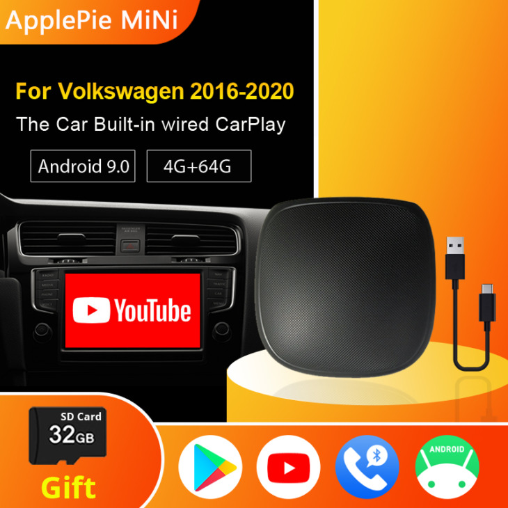 Applepie Mini Carplay Ai Box 4+64G Android 9.0 Autó Intelligens Dongle A Volkswagen Számára, Az