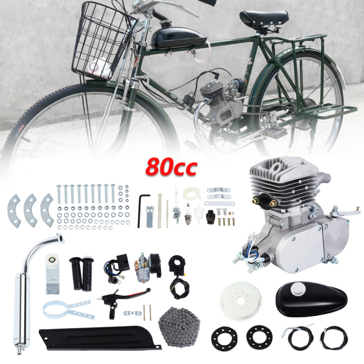 (Szállítás Az Eu/Usa-Ból) 50 Cm3-Es 80 Cm3-Es 2-Stroke Motorizált Kerékpár Motorkészlet Diy Electric Mtb Benzingáz 26 28 Dirt Pocket Bike