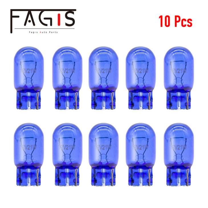 Fagis 10 Pcs 580 7440 7443 W21/5W W21W Super White T20 Természetes Kék Üveg Izzó 12V 21W Autó Lámpa Jelző Lámpa Figyelmeztető Lámpa