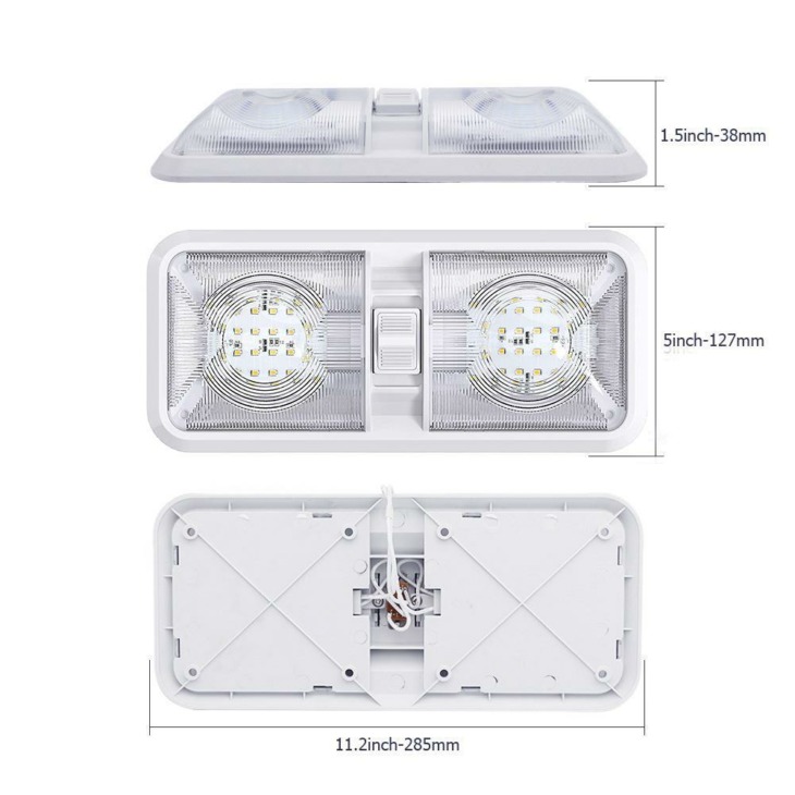 1 Dcs Led Rv Lights 12V 48 Led Belső Dupla Kupola Mennyezeti Fény