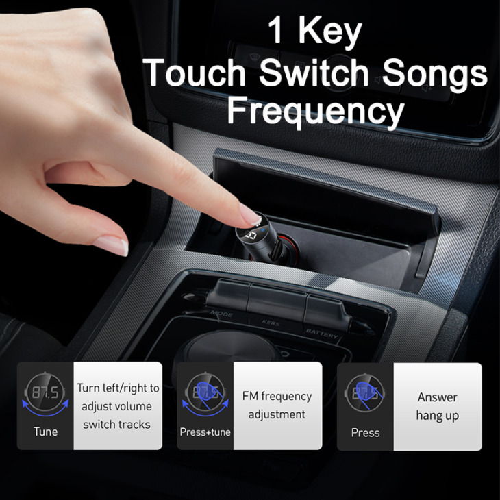 Baseus Car Fm Adó Modulátor Bluetooth 5.0 Autó Készlettel 3.1A Kettős Usb Töltő Auto Audio Mp3 Lejátszó Car Fm Transmiter
