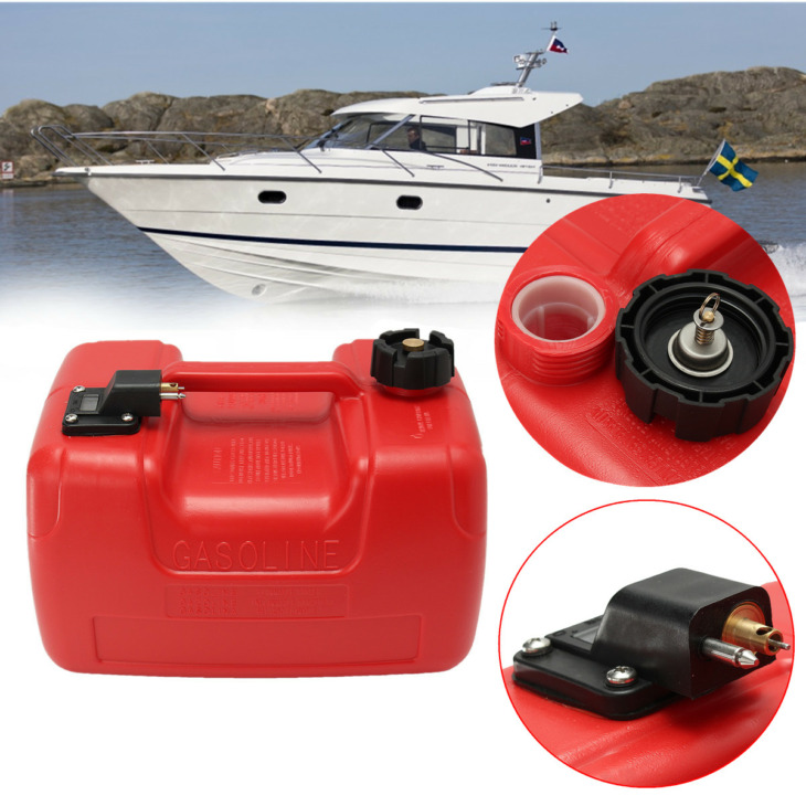 12L Hordozható Csónakja-Motoros Motor Tengeri Külső Üzemanyagtartály Olajdoboz Csatlakozó Piros Műanyag Antisztatikus Korrózióálló