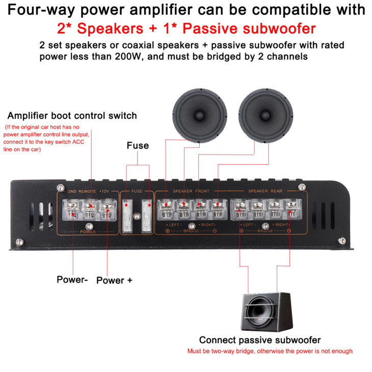 Dc 12V 7900Watt 4 Csatornás Autó Erősítő Audio Sztereó Basszus Hangszóró Autó Audio Erősítők Mélysugárzó Autó Audio Erősítők
