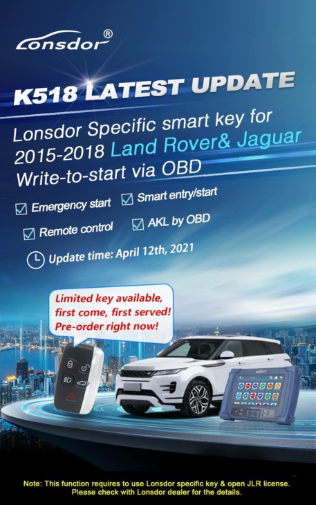 Londor-Specifikus Intelligens Kulcs 5 Gomb 315Mhz /433Mhz Land Rover /Jaguar 2015-2018 Éves Munkája