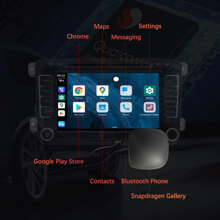 Applepie Mini Carplay Ai Box 4+64G Android 9.0 Autó Intelligens Dongle A Volkswagen Számára, Az