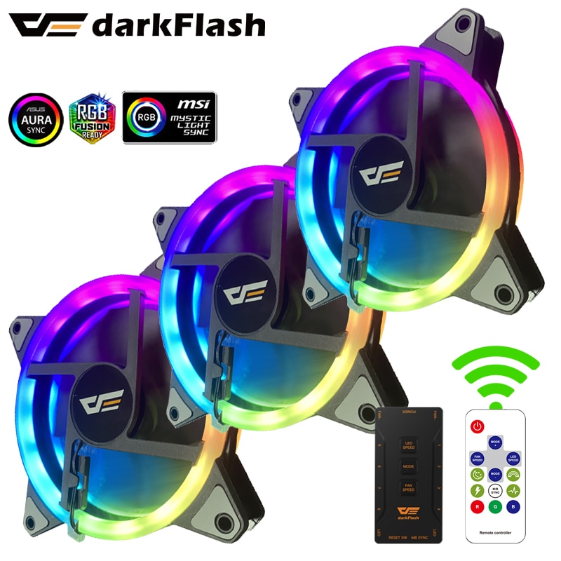 Darkflash DR12 PRO pc számítógép esetében Fan RGB aura szinkronizálás beállítása LED 120mm radiátor Dupla halogén argB Cooler hűtő csendes 12cm Fans