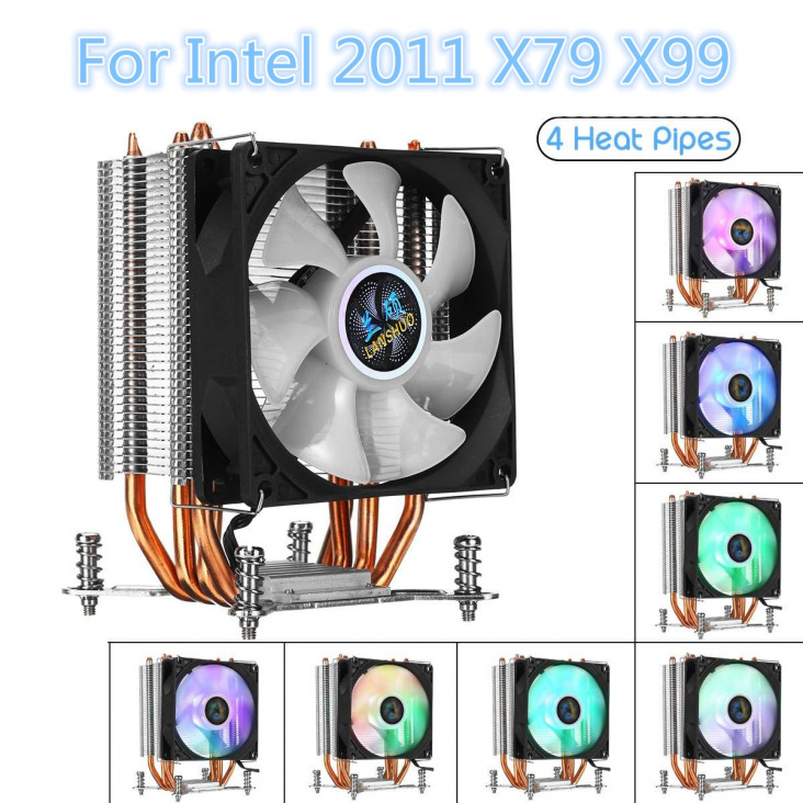 4. Réz Heatpipe CPU Cooler RGB Aurora Fény hűtőventilátor Intel LGA